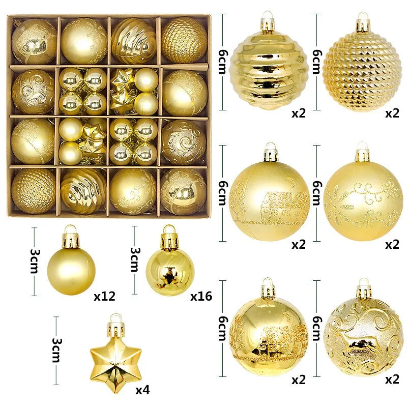 6Pcs 6CM Christmas Balls Decorations Christmas Tree Ornaments Ball Hanging Pendants Home Party Decor 2024 New Year Navidad Decor