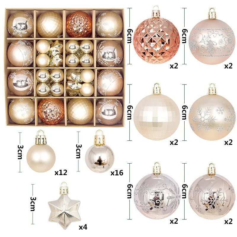 6Pcs 6CM Christmas Balls Decorations Christmas Tree Ornaments Ball Hanging Pendants Home Party Decor 2024 New Year Navidad Decor