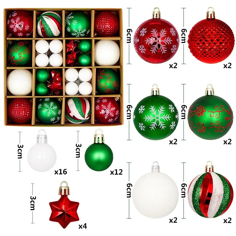 6Pcs 6CM Christmas Balls Decorations Christmas Tree Ornaments Ball Hanging Pendants Home Party Decor 2024 New Year Navidad Decor