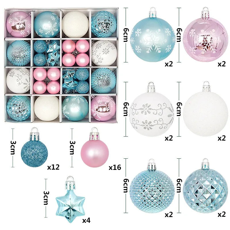 6Pcs 6CM Christmas Balls Decorations Christmas Tree Ornaments Ball Hanging Pendants Home Party Decor 2024 New Year Navidad Decor