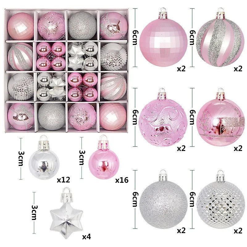 6Pcs 6CM Christmas Balls Decorations Christmas Tree Ornaments Ball Hanging Pendants Home Party Decor 2024 New Year Navidad Decor