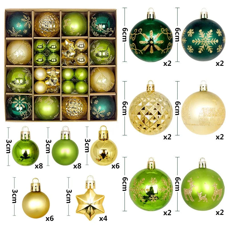 6Pcs 6CM Christmas Balls Decorations Christmas Tree Ornaments Ball Hanging Pendants Home Party Decor 2024 New Year Navidad Decor