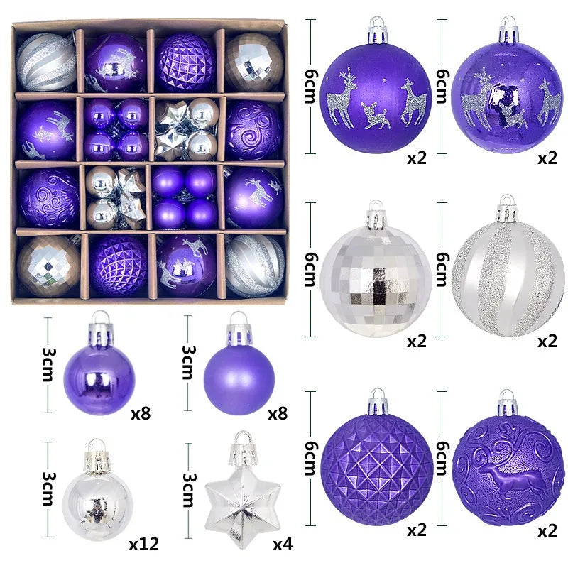 6Pcs 6CM Christmas Balls Decorations Christmas Tree Ornaments Ball Hanging Pendants Home Party Decor 2024 New Year Navidad Decor