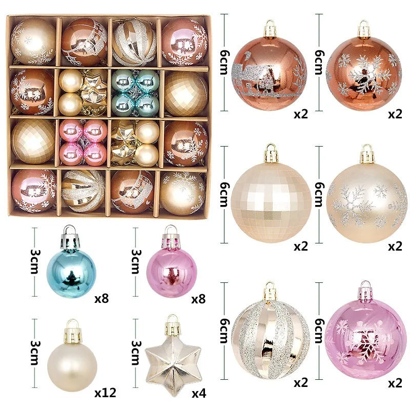 6Pcs 6CM Christmas Balls Decorations Christmas Tree Ornaments Ball Hanging Pendants Home Party Decor 2024 New Year Navidad Decor