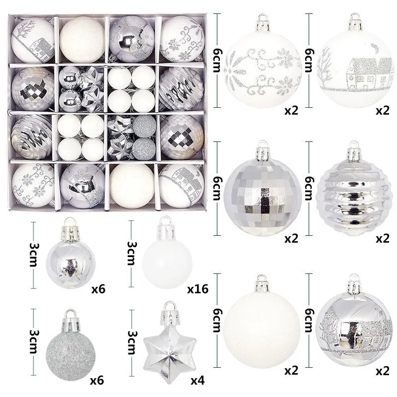 6Pcs 6CM Christmas Balls Decorations Christmas Tree Ornaments Ball Hanging Pendants Home Party Decor 2024 New Year Navidad Decor