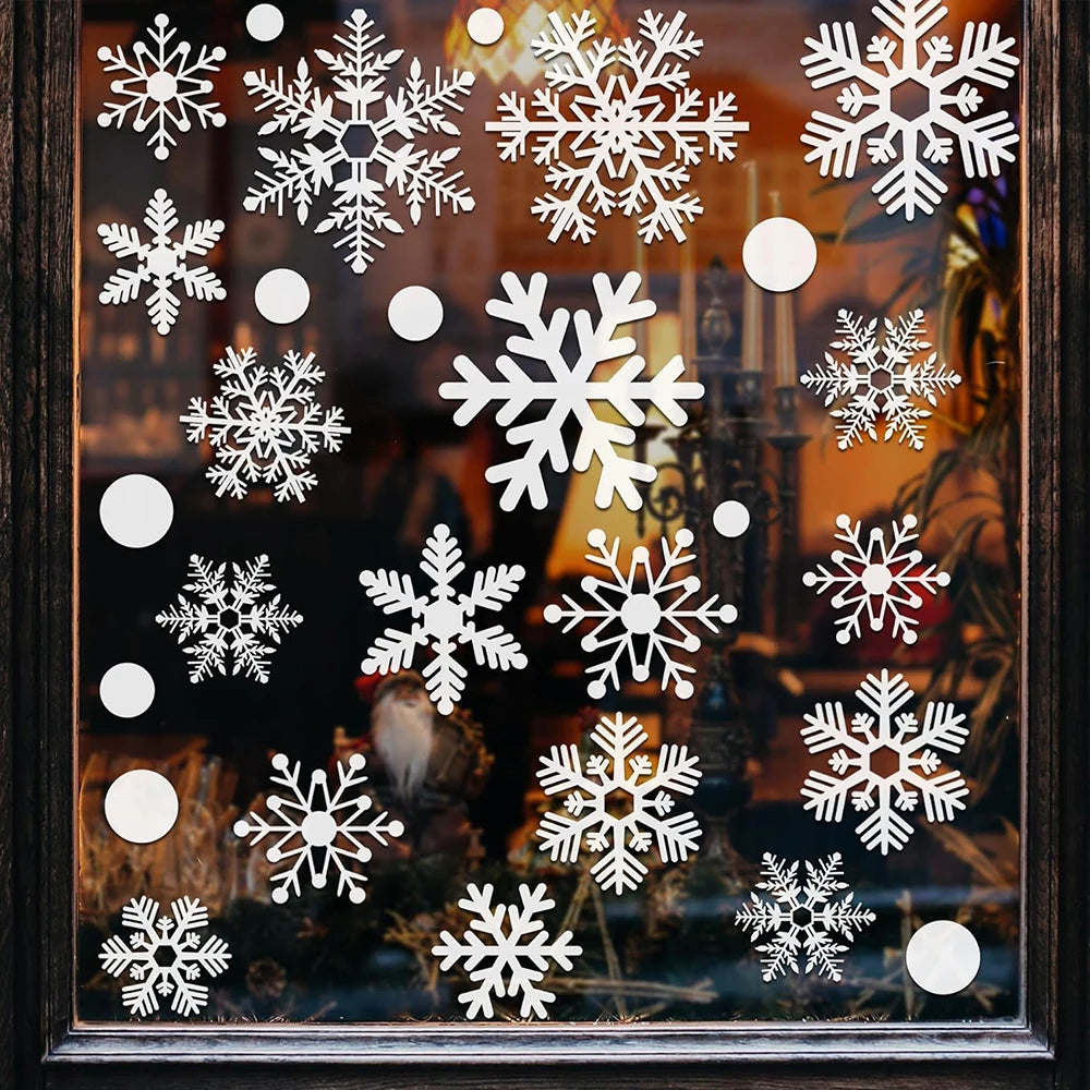 Christmas Window Clings Snowflakes Decals Merry Christmas Glass Window Cling Stickers Xmas Santa Claus for Wall Decal Decoration