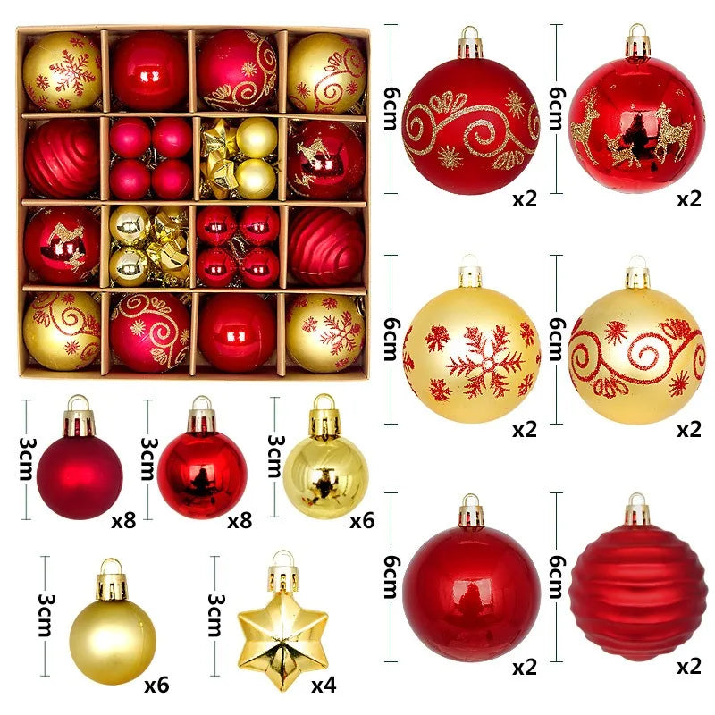 6Pcs 6CM Christmas Balls Decorations Christmas Tree Ornaments Ball Hanging Pendants Home Party Decor 2024 New Year Navidad Decor