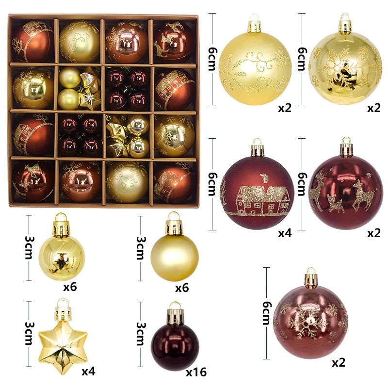 6Pcs 6CM Christmas Balls Decorations Christmas Tree Ornaments Ball Hanging Pendants Home Party Decor 2024 New Year Navidad Decor