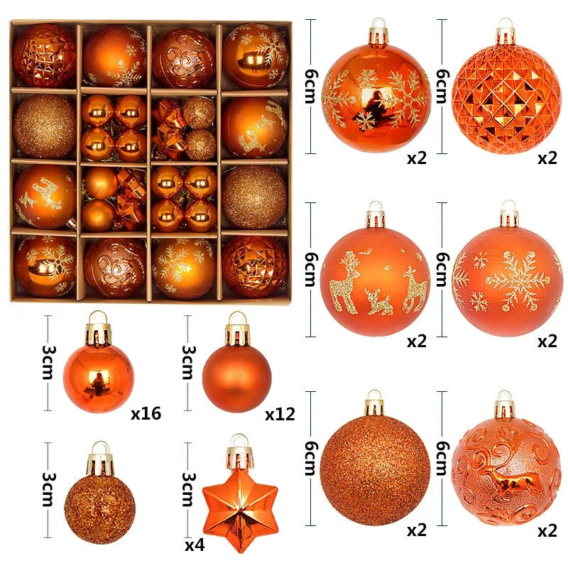 6Pcs 6CM Christmas Balls Decorations Christmas Tree Ornaments Ball Hanging Pendants Home Party Decor 2024 New Year Navidad Decor