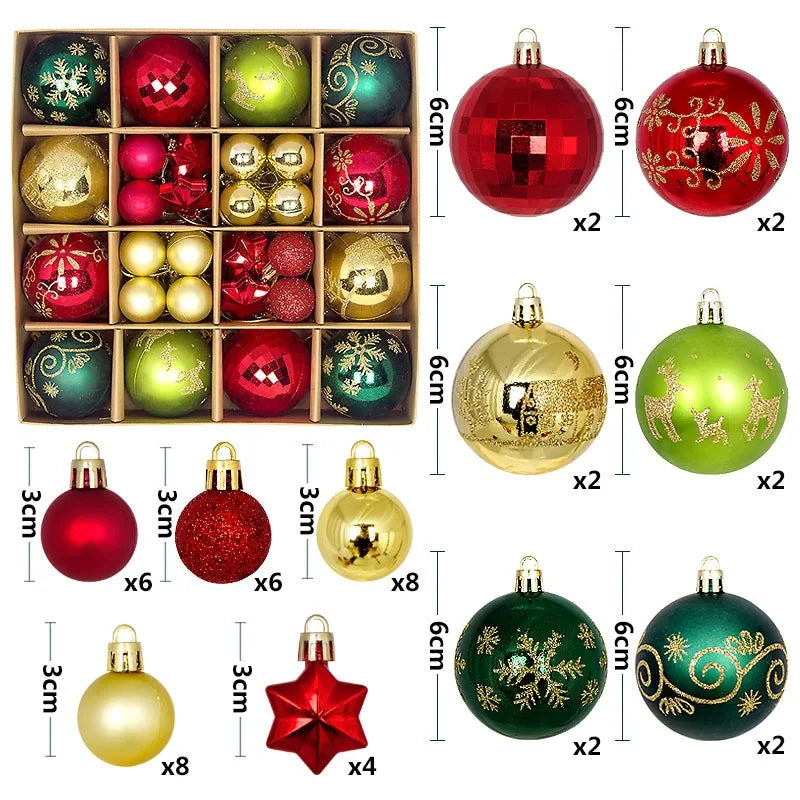 6Pcs 6CM Christmas Balls Decorations Christmas Tree Ornaments Ball Hanging Pendants Home Party Decor 2024 New Year Navidad Decor