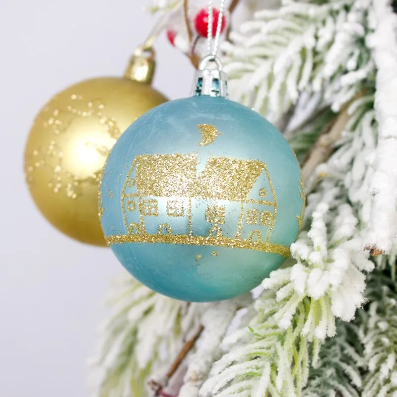 6Pcs 6CM Christmas Balls Decorations Christmas Tree Ornaments Ball Hanging Pendants Home Party Decor 2024 New Year Navidad Decor