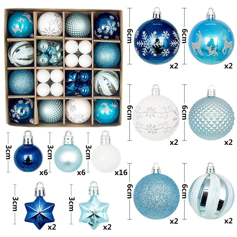 6Pcs 6CM Christmas Balls Decorations Christmas Tree Ornaments Ball Hanging Pendants Home Party Decor 2024 New Year Navidad Decor