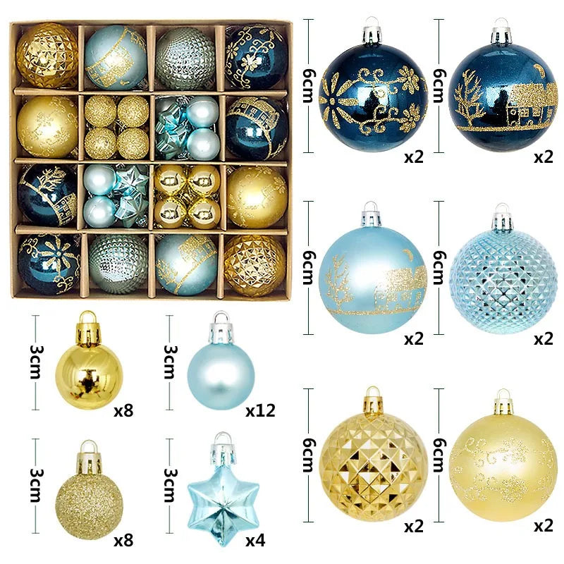 6Pcs 6CM Christmas Balls Decorations Christmas Tree Ornaments Ball Hanging Pendants Home Party Decor 2024 New Year Navidad Decor