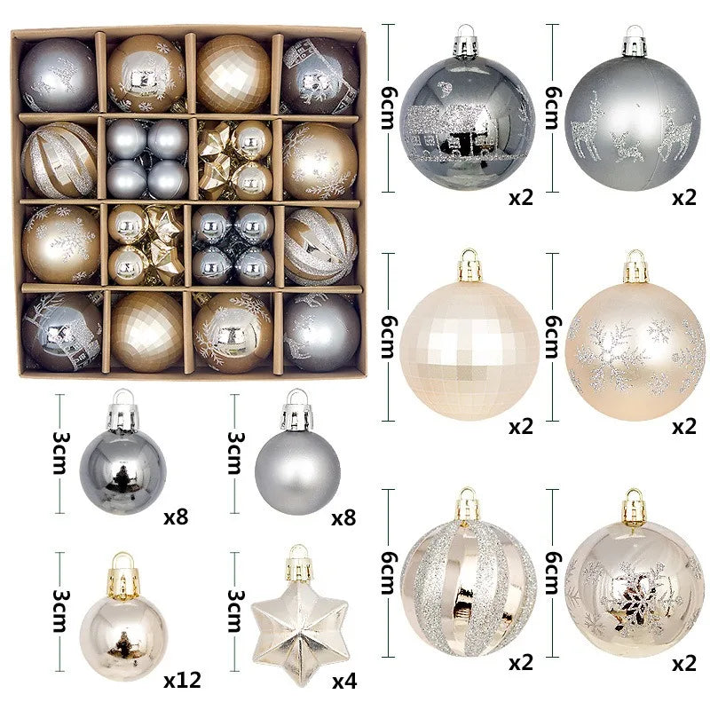 6Pcs 6CM Christmas Balls Decorations Christmas Tree Ornaments Ball Hanging Pendants Home Party Decor 2024 New Year Navidad Decor