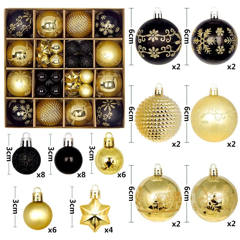 6Pcs 6CM Christmas Balls Decorations Christmas Tree Ornaments Ball Hanging Pendants Home Party Decor 2024 New Year Navidad Decor