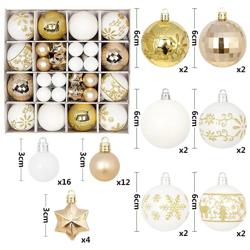 6Pcs 6CM Christmas Balls Decorations Christmas Tree Ornaments Ball Hanging Pendants Home Party Decor 2024 New Year Navidad Decor