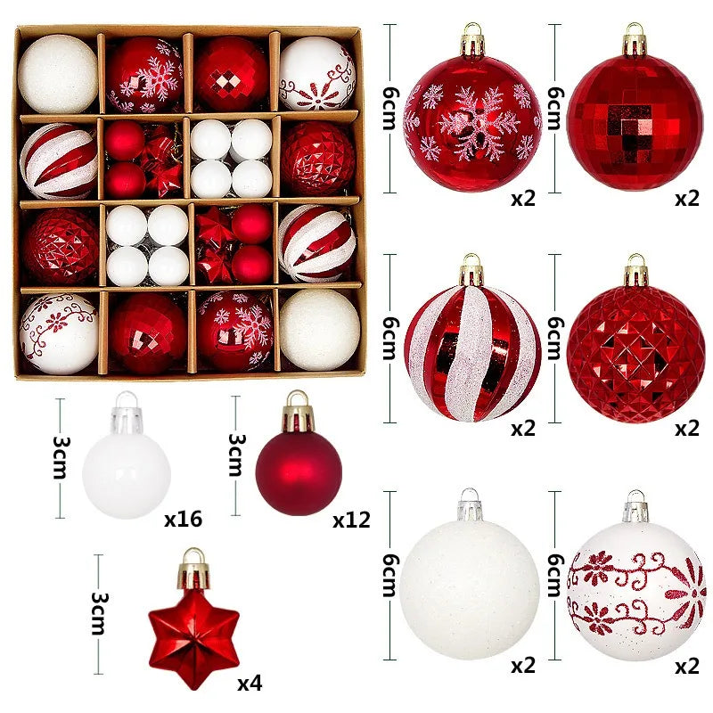 6Pcs 6CM Christmas Balls Decorations Christmas Tree Ornaments Ball Hanging Pendants Home Party Decor 2024 New Year Navidad Decor